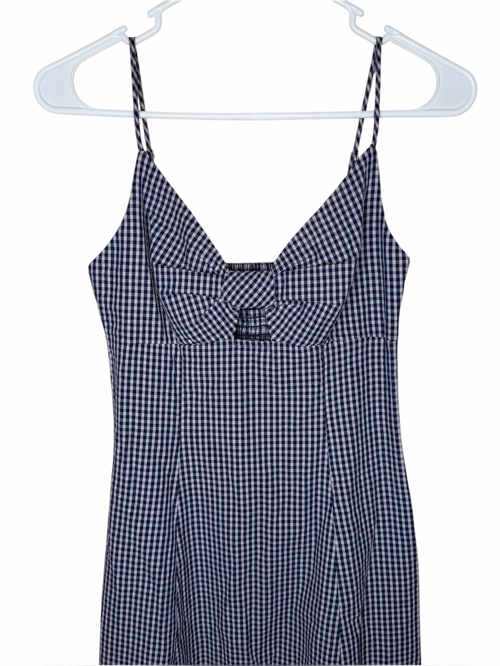 Rails Maeve Midi Dress Size XS Navy Lilac Gingham Bow Cut Out Organic Cotton - Picture 4 of 13